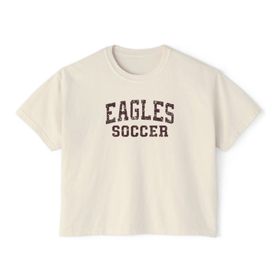 Women's New Albany Eagles Soccer Vintage Distressed Graphic Boxy Crop Short Sleeve Tee