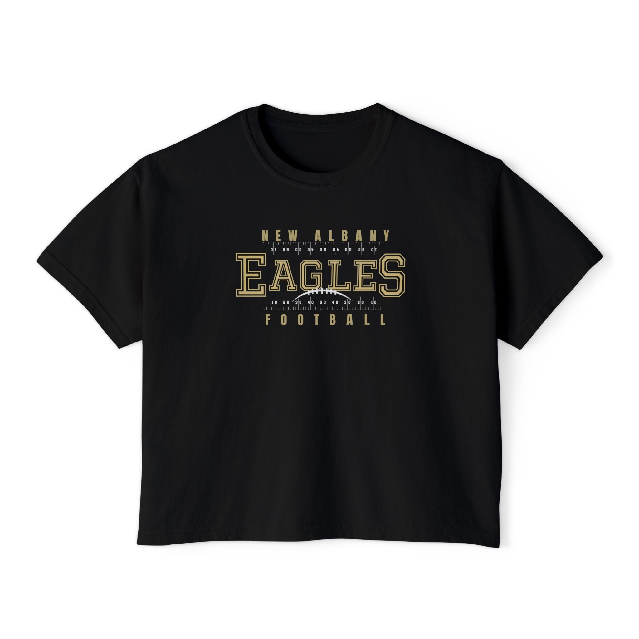Women's New Albany Football Defend the Field Graphic Boxy Crop Short Sleeve Tee
