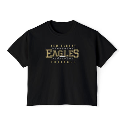 Women's New Albany Football Defend the Field Graphic Boxy Crop Short Sleeve Tee
