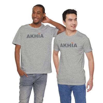 Adult Unisex Grey Logo Graphic Short Sleeve Soft Tee - Akhia