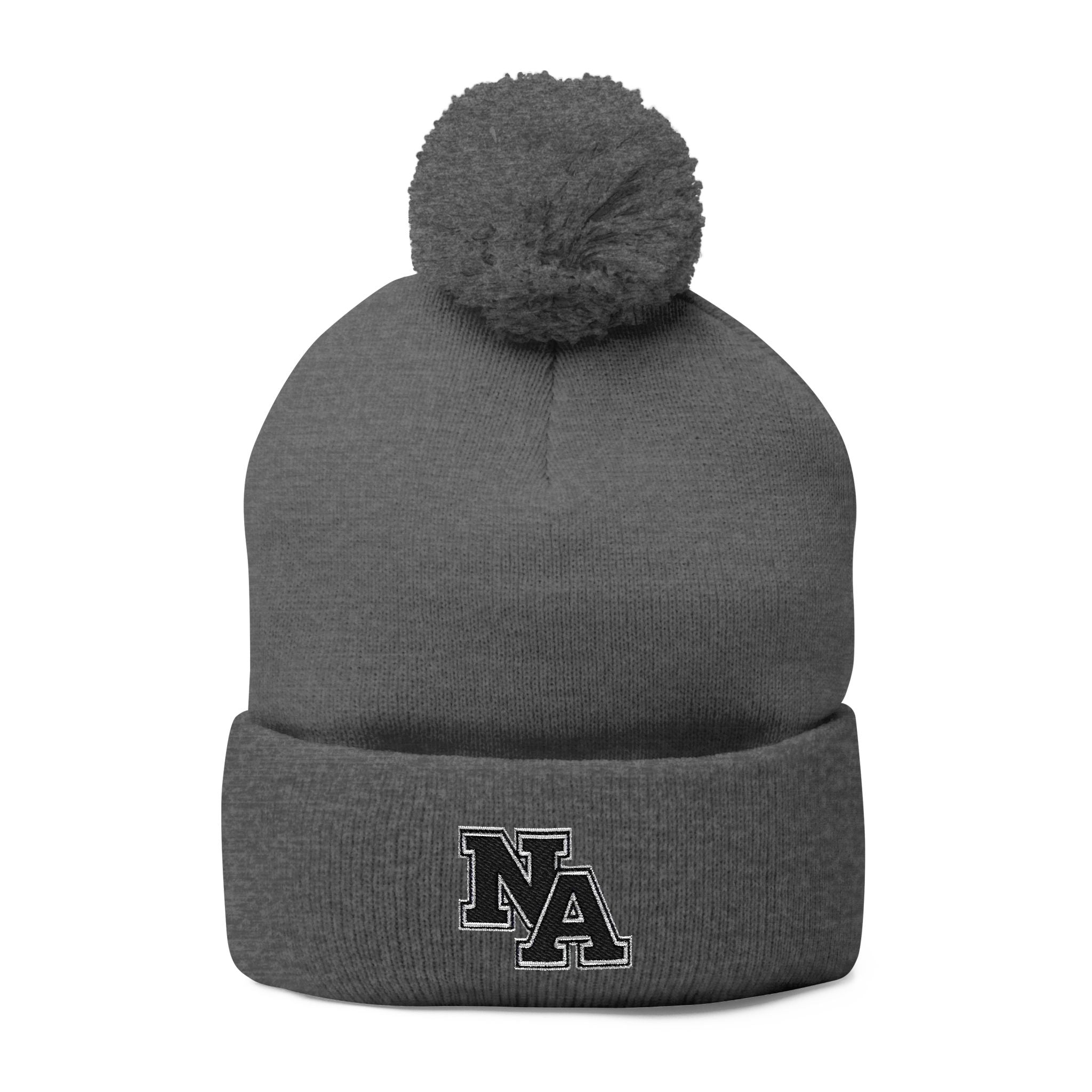New Albany Pom Pom Knit Hat with Embroidered Black Classic Logo