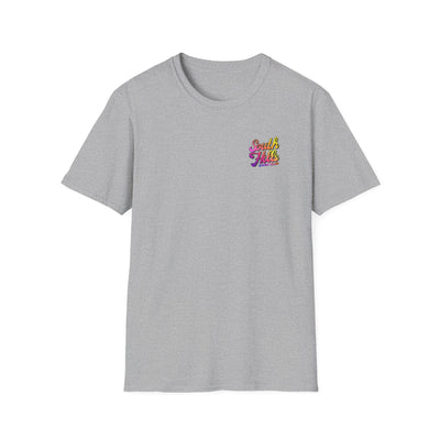 Adult Unisex South Hills Swim Club Sunset Script Graphic Short Sleeve Gildan Softstyle Tee
