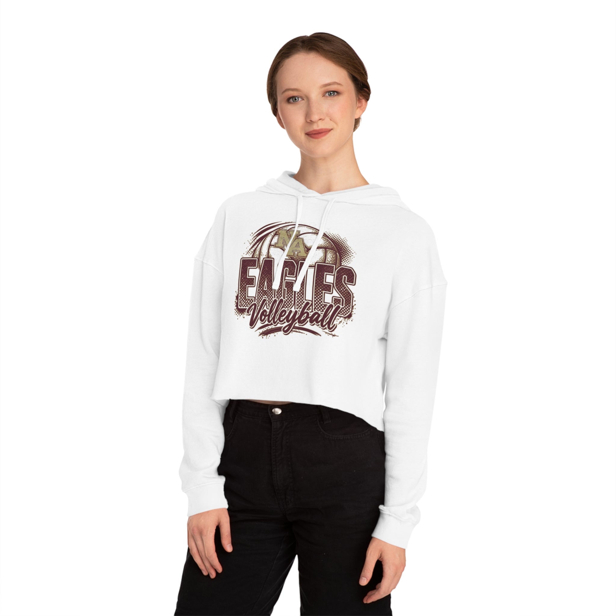 Women's New Albany Eagles Ombre Volleyball Graphic Crop Hoodie