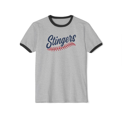 Adult Unisex Stingers Softball Stitches Graphic Short Sleeve Ringer Tee
