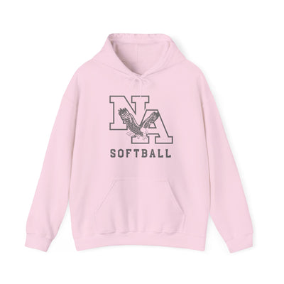 Adult Unisex New Albany Grey Tonal Softball Logo Graphic Hoodie