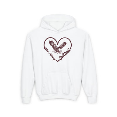 Youth Eagles Softball Heart Graphic Hoodie