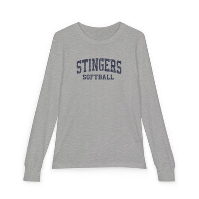 Youth Stingers Softball Vintage Distressed Graphic Bella + Canvas Long Sleeve Soft Tee
