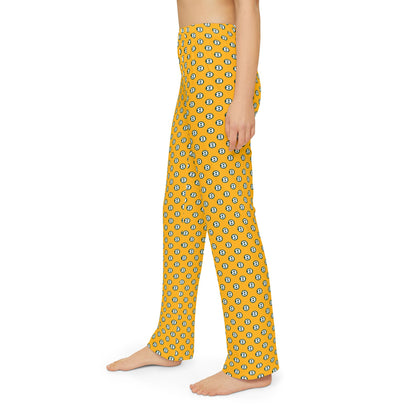 Youth Gold Pajama Pants with Allover Brooke Logo Print