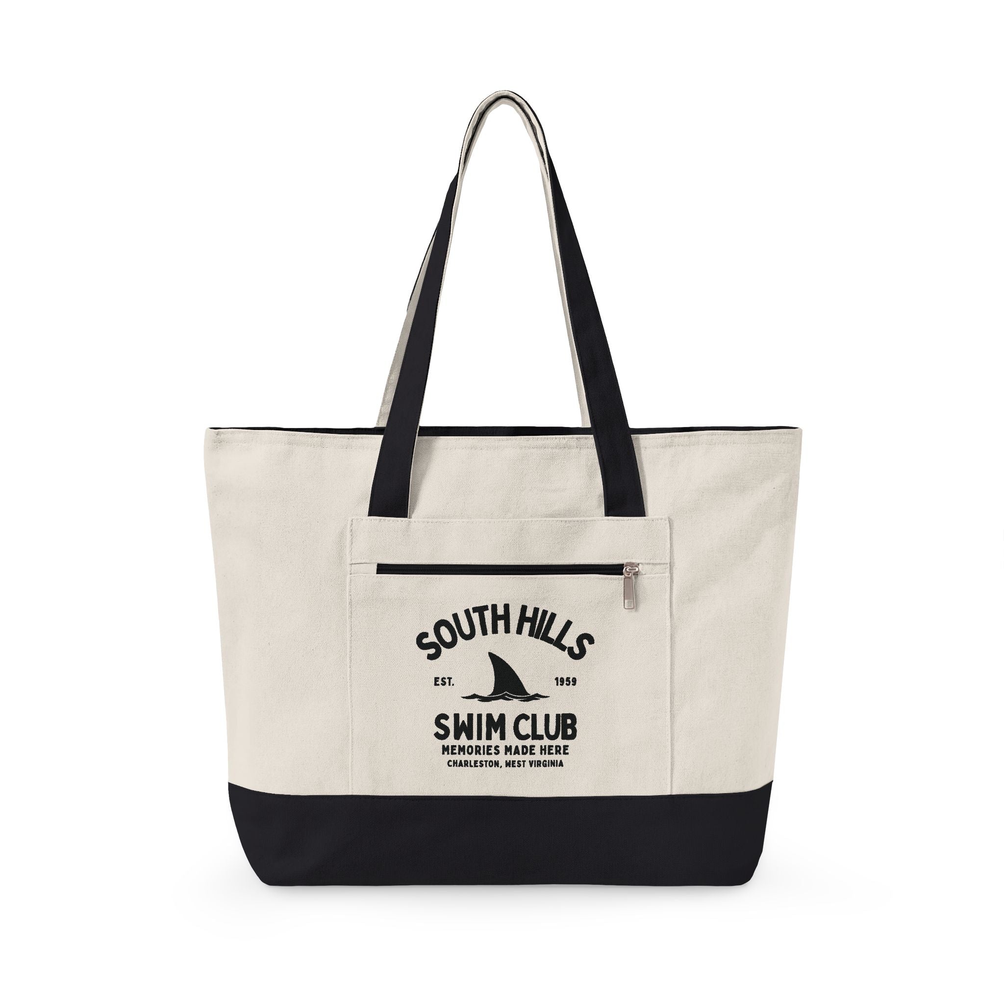 South Hills Swim Club Heritage Graphic Large Zippered Canvas Tote