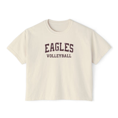 Women's New Albany Eagles Volleyball Vintage Distressed Graphic Boxy Crop Short Sleeve Tee