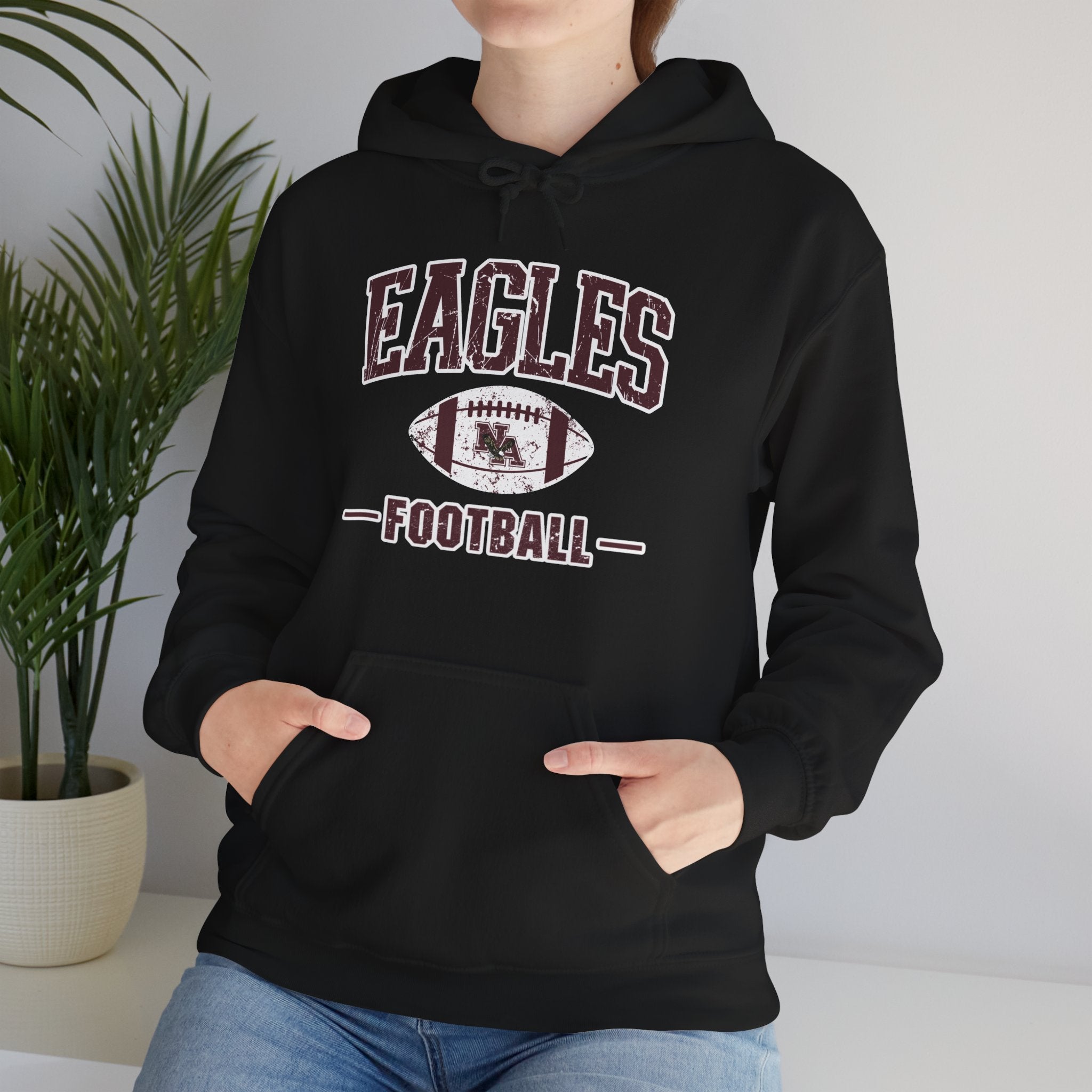 Adult Unisex Eagles Football Vintage Distressed Graphic Hoodie