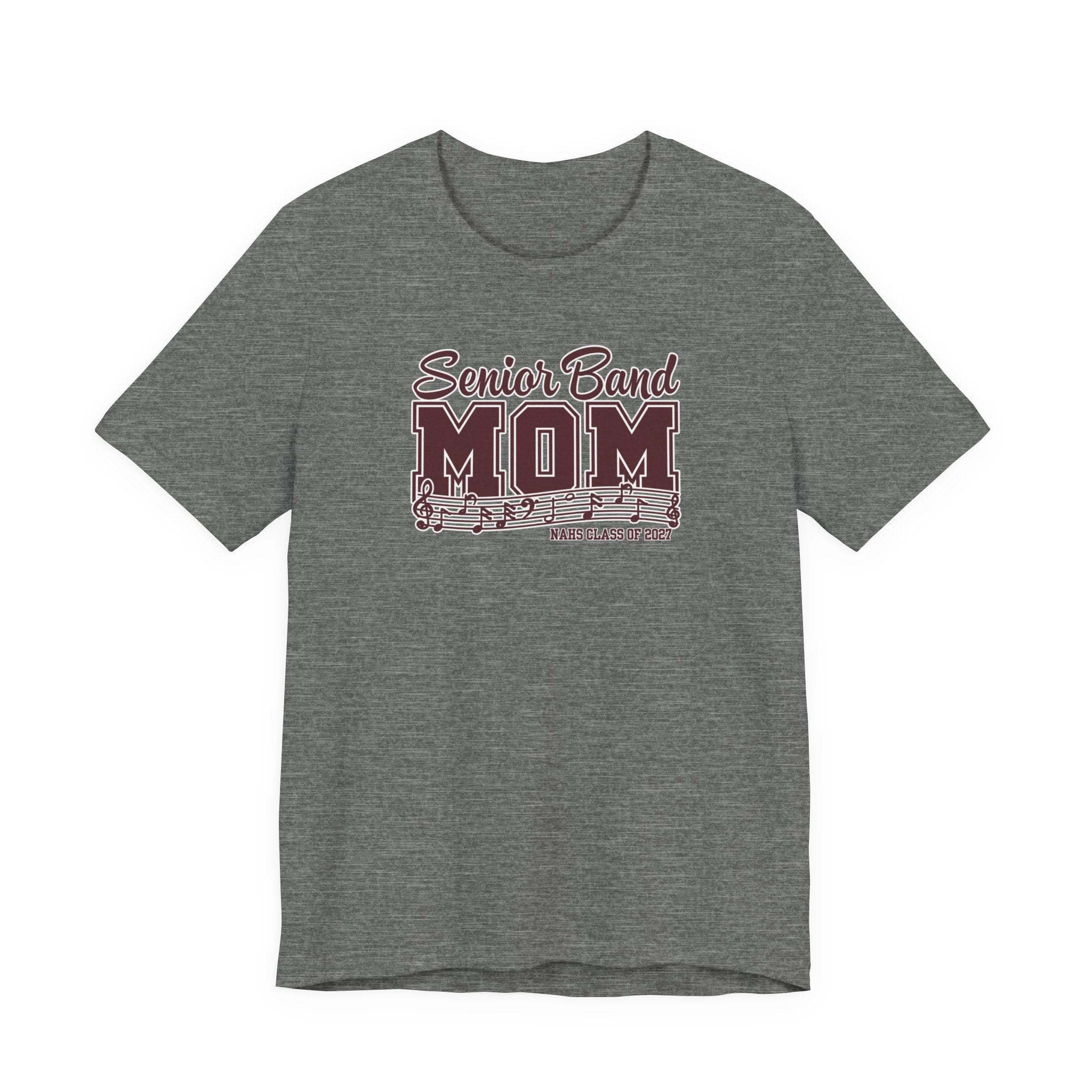 Adult Unisex New Albany 2027 Senior Band Mom Graphic Short Sleeve Bella + Canvas Soft Tee