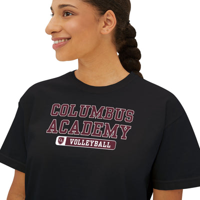 Women's Columbus Academy Volleyball Graphic Boxy Crop Short Sleeve Tee