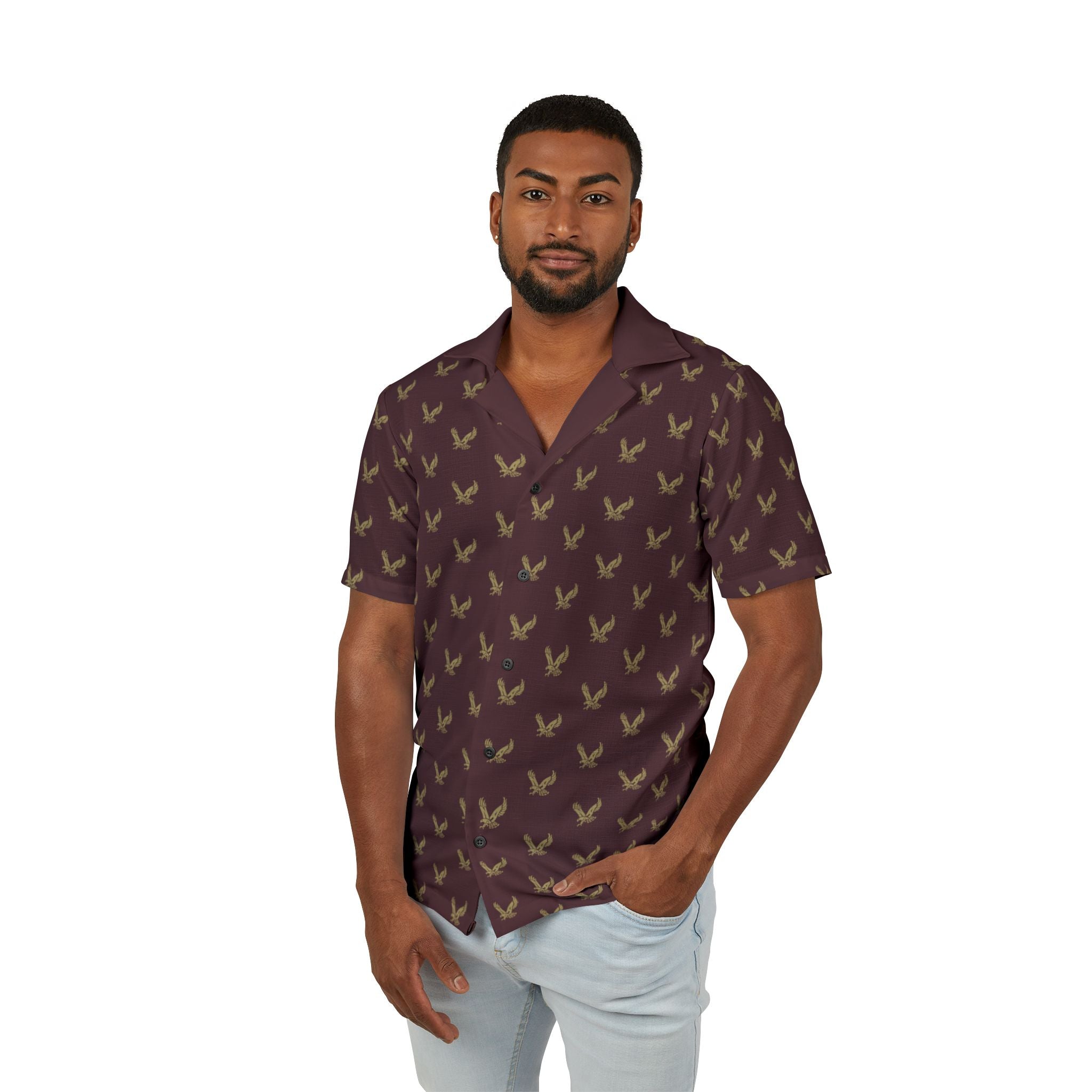 Men's New Albany Band Eagles Allover Print Hawaiian Camp Shirt