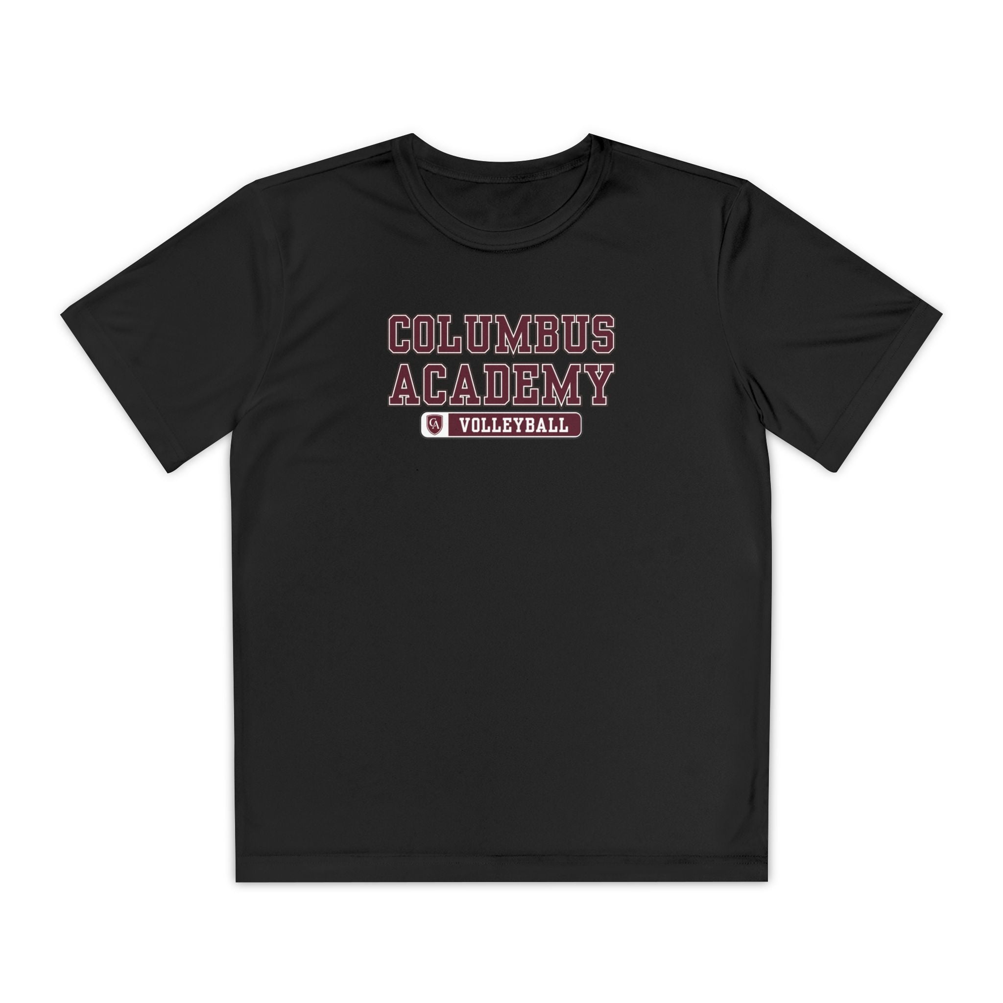 Youth Columbus Academy Volleyball Graphic Sport-Tek Competitor Performance Tee
