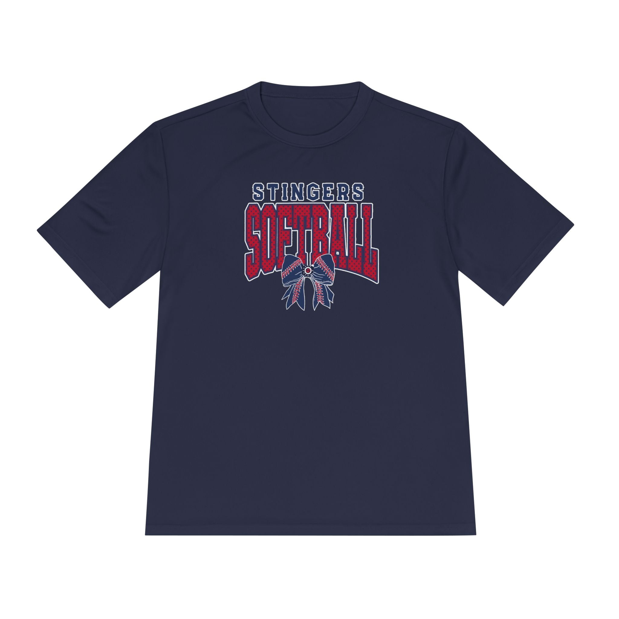 Adult Unisex Stingers Softball Stitched Bow Graphic Sport-Tek Competitor Performance Tee