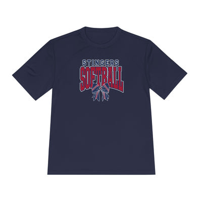 Adult Unisex Stingers Softball Stitched Bow Graphic Sport-Tek Competitor Performance Tee