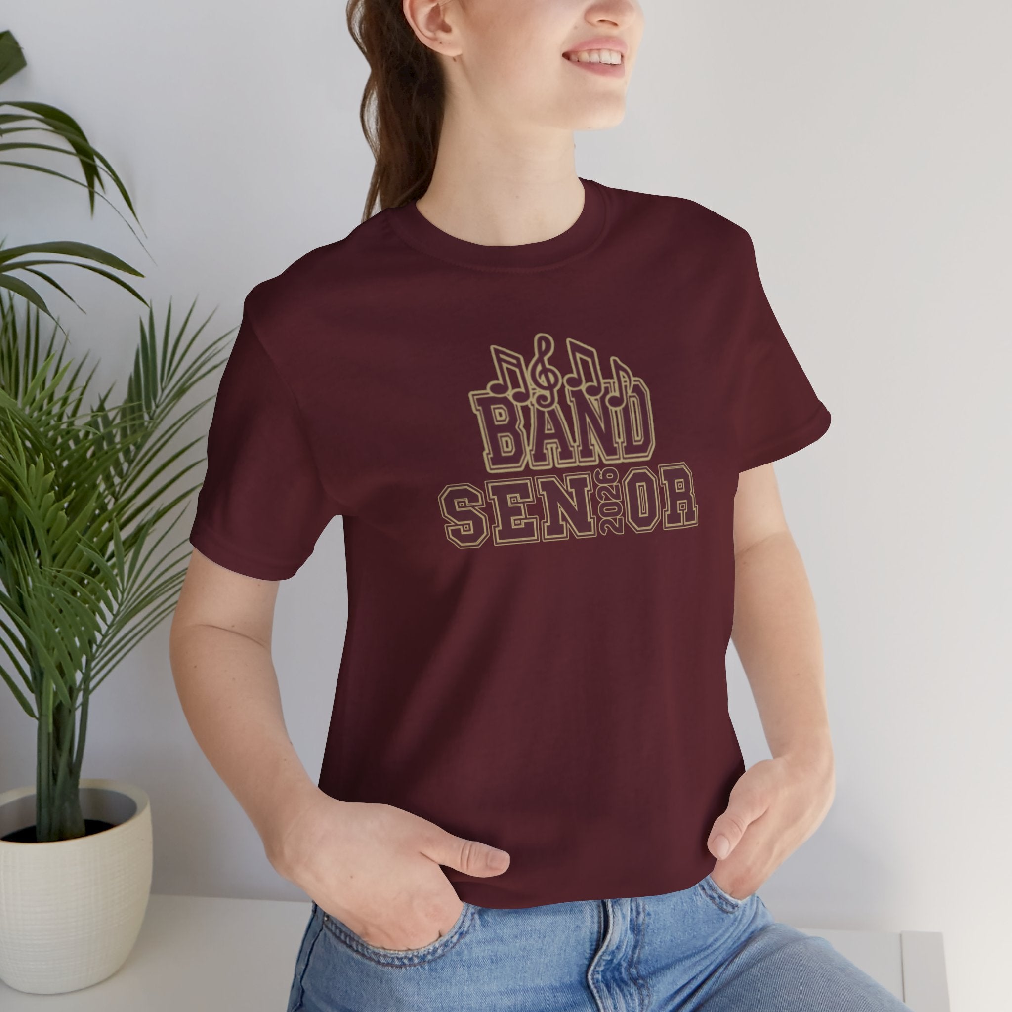 Adult Unisex Band Senior Musical Note Graphic Short Sleeve Soft Tee