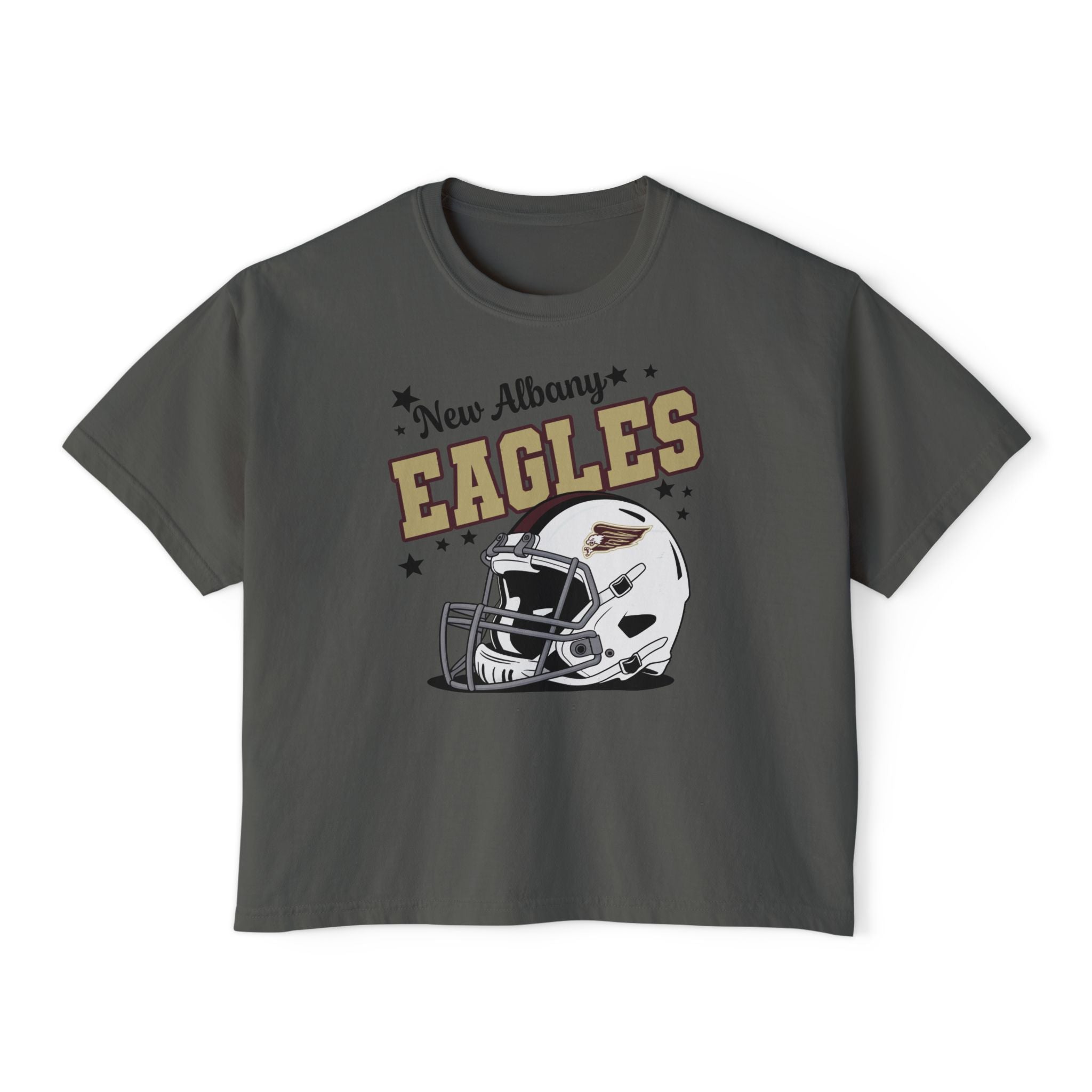 Women's New Albany Eagles Football Pride Graphic Boxy Crop Short Sleeve Tee