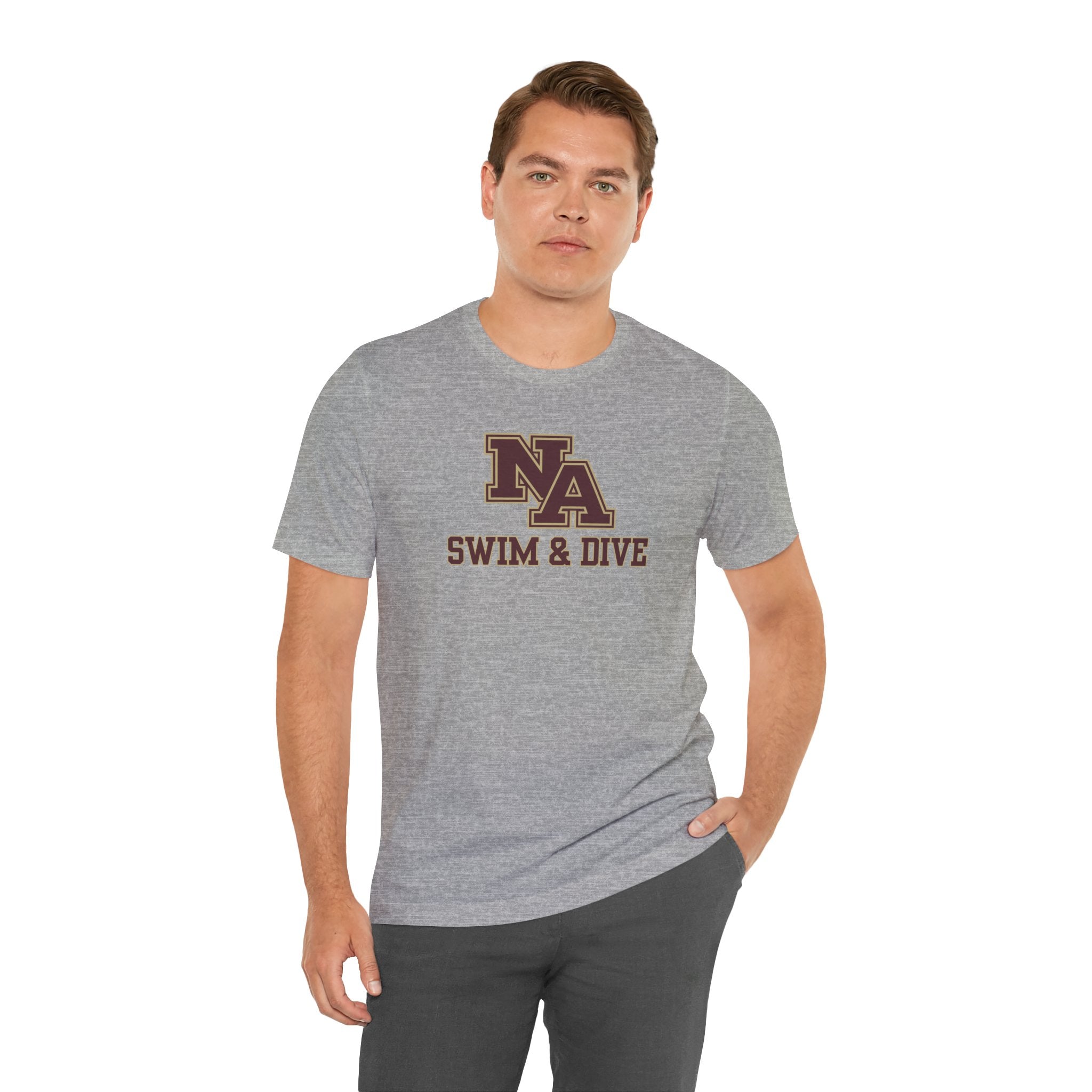 Adult Unisex Swim & Dive Classic Logo with Word Pool Back Graphic Soft Short Sleeve Tee