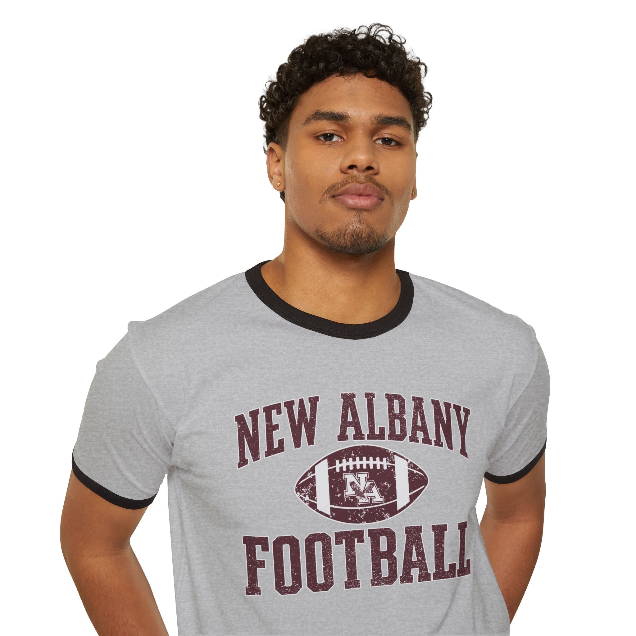 Adult Unisex New Albany Football Pride Graphic Short Sleeve Ringer Tee