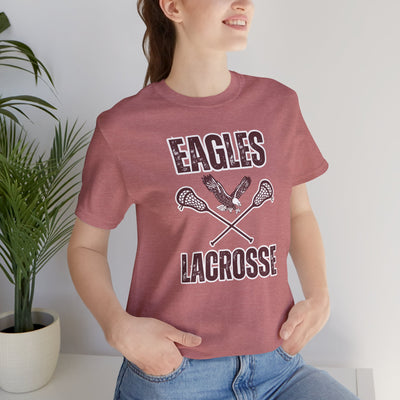 Adult Unisex Distressed Eagles Lacrosse Graphic Short Sleeve Soft Tee