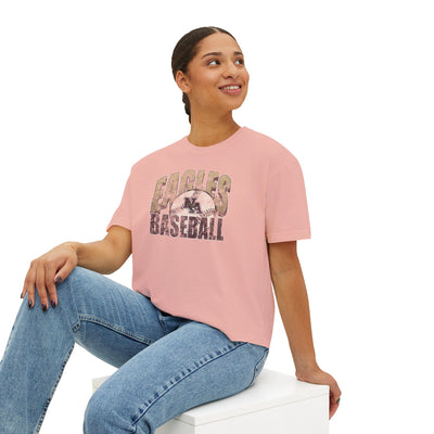 Women's New Albany Eagles Baseball Vintage Distressed Graphic Boxy Crop Short Sleeve Tee