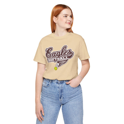 Adult Unisex Sporty Script Softball Eagles Graphic Short Sleeve Soft Tee