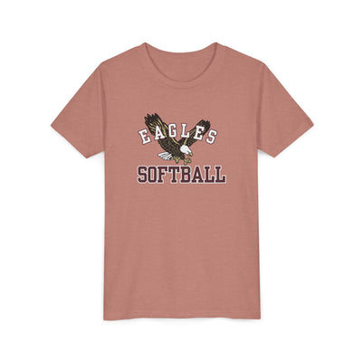 Youth Flying Softball Eagle Graphic Short Sleeve Soft Tee