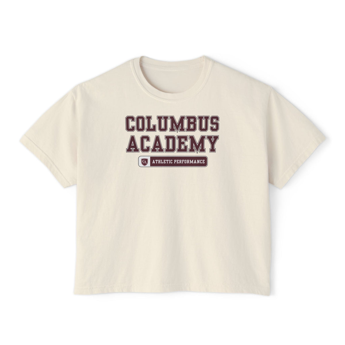 Women's Columbus Academy Athletic Performanc Graphic Boxy Crop Short Sleeve Tee