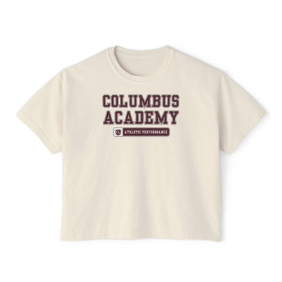 Women's Columbus Academy Athletic Performanc Graphic Boxy Crop Short Sleeve Tee