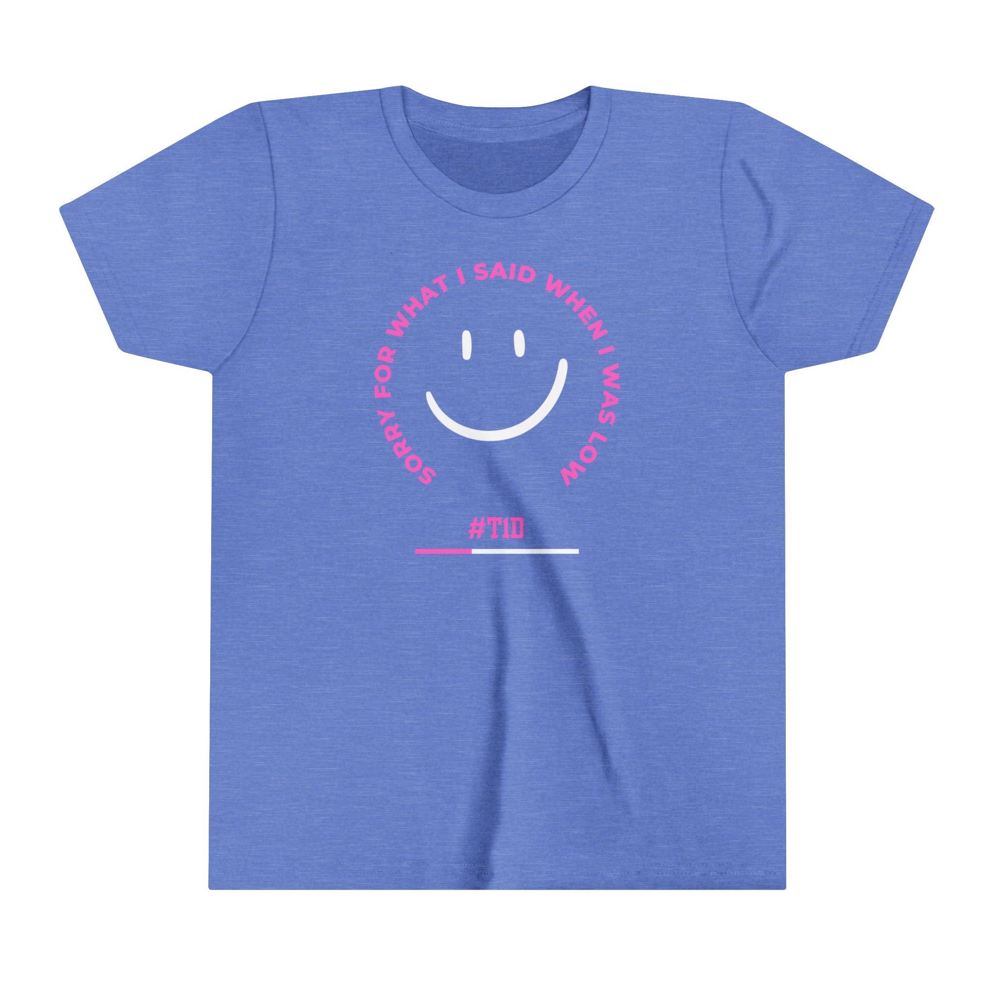 Youth Pink Smile When I Was Low T1D Short Sleeve Graphic Tee