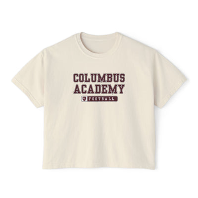 Women's Columbus Academy Football Graphic Boxy Crop Short Sleeve Tee