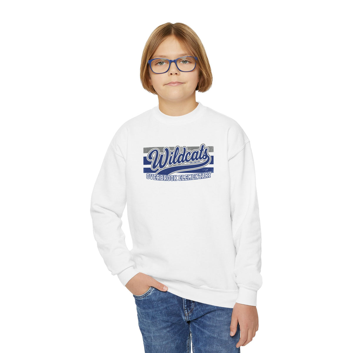 Youth Overbrook Elementary Wildcats Vintage Distressed Spirit Graphic Sweatshirt