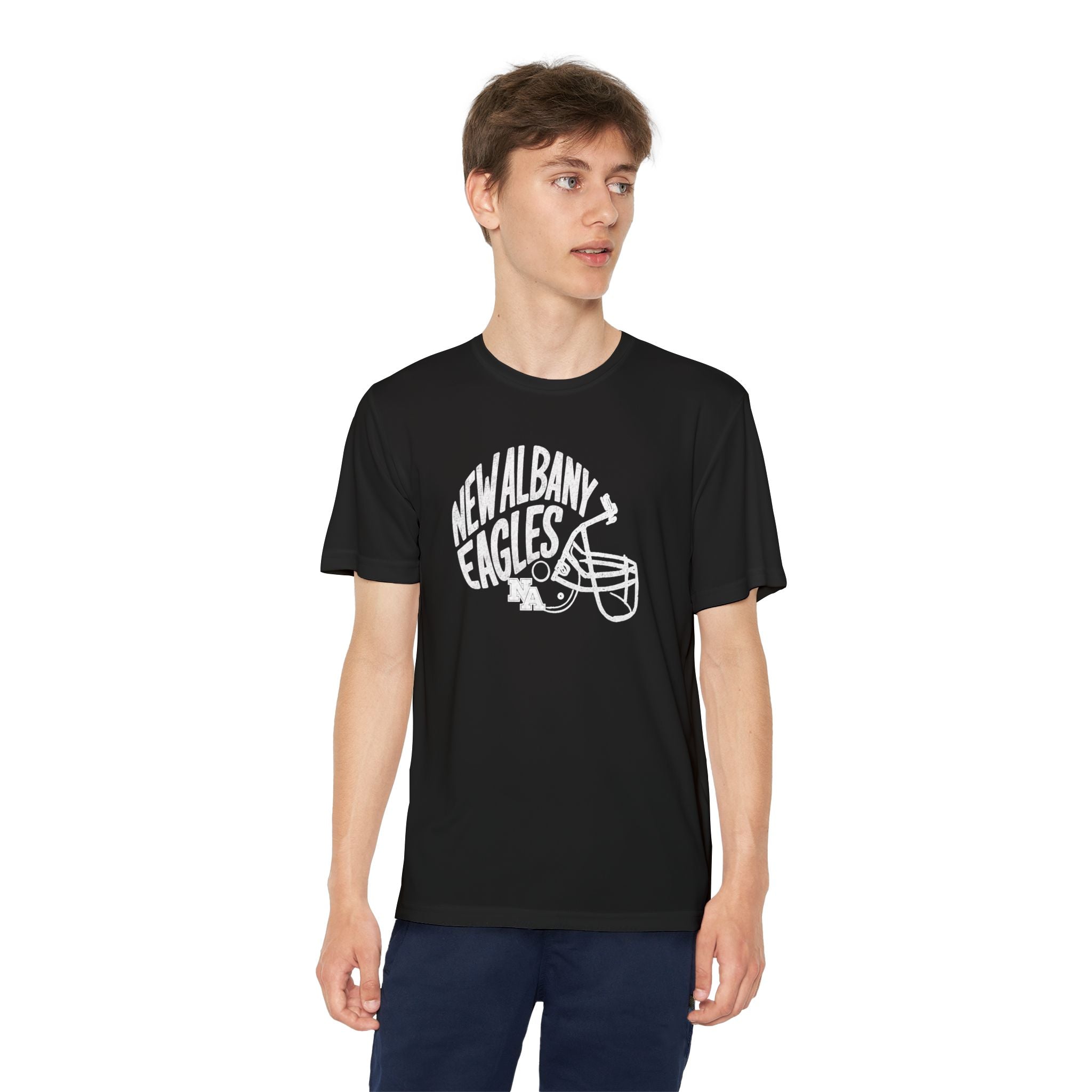 Youth New Albany Vintage Vibes Football Helmet Graphic Sport-Tek Competitor Performance Tee