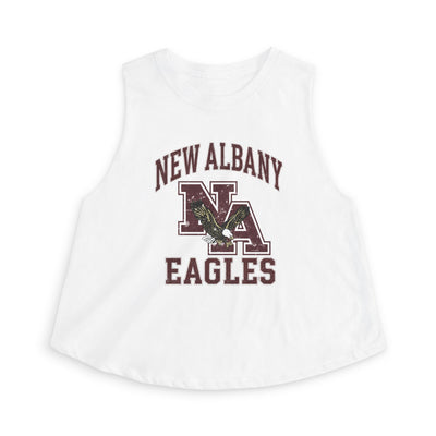 Women's New Albany Vintage Vibes Football Logo Graphic Crop Tank