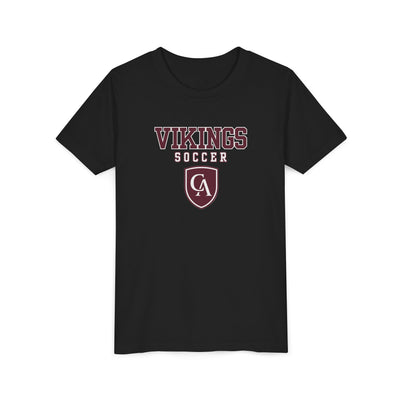 Youth Columbus Academy Vikings Soccer Graphic Short Sleeve Bella + Canvas Soft Tee