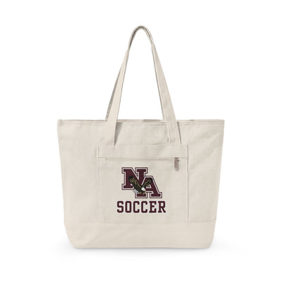 New Albany Classic Maroon Soccer Logo Graphic Zippered Canvas Tote