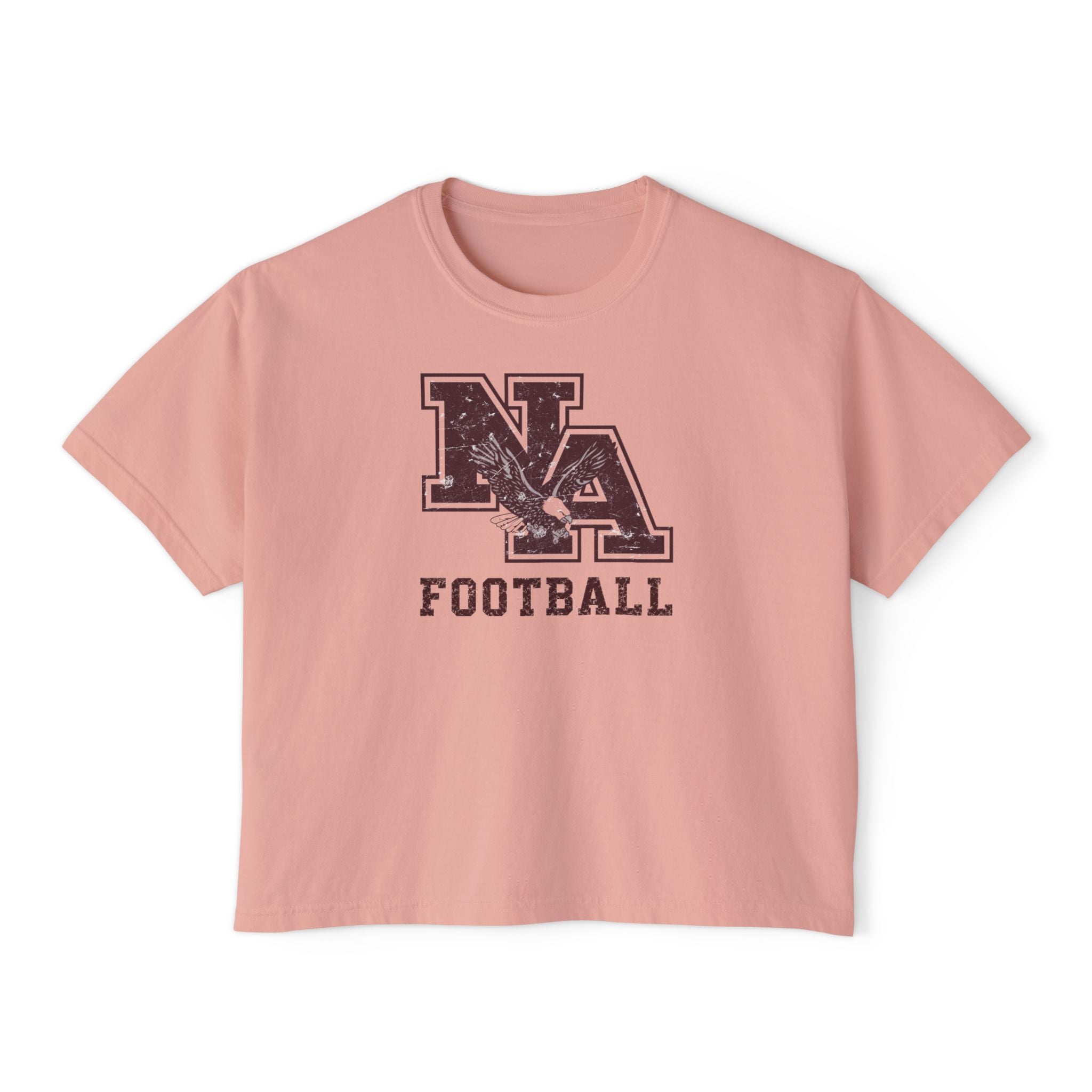 Women's New Albany Football Distressed Vintage Logo Graphic Boxy Crop Short Sleeve Tee