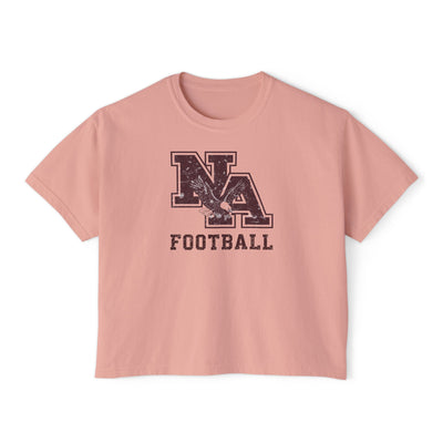 Women's New Albany Football Distressed Vintage Logo Graphic Boxy Crop Short Sleeve Tee