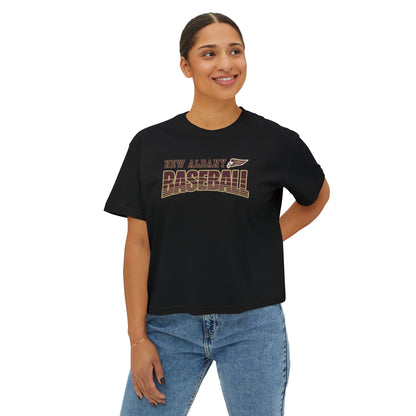Women's Eagles Line Drive Baseball Boxy Crop Short Sleeve Tee