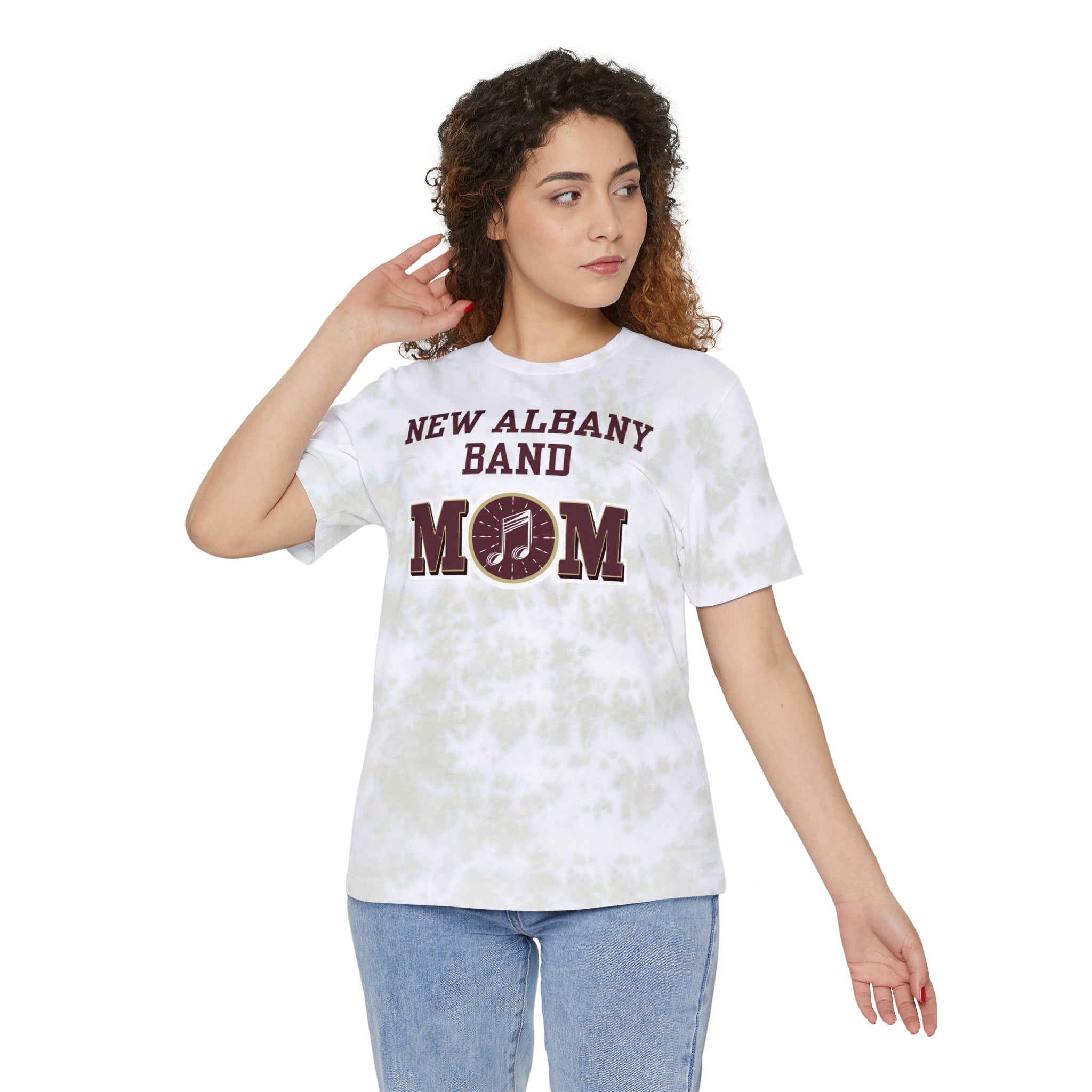 Women's Band Mom Tie-Dye Short Sleeve Graphic Tee - New Albany Eagles