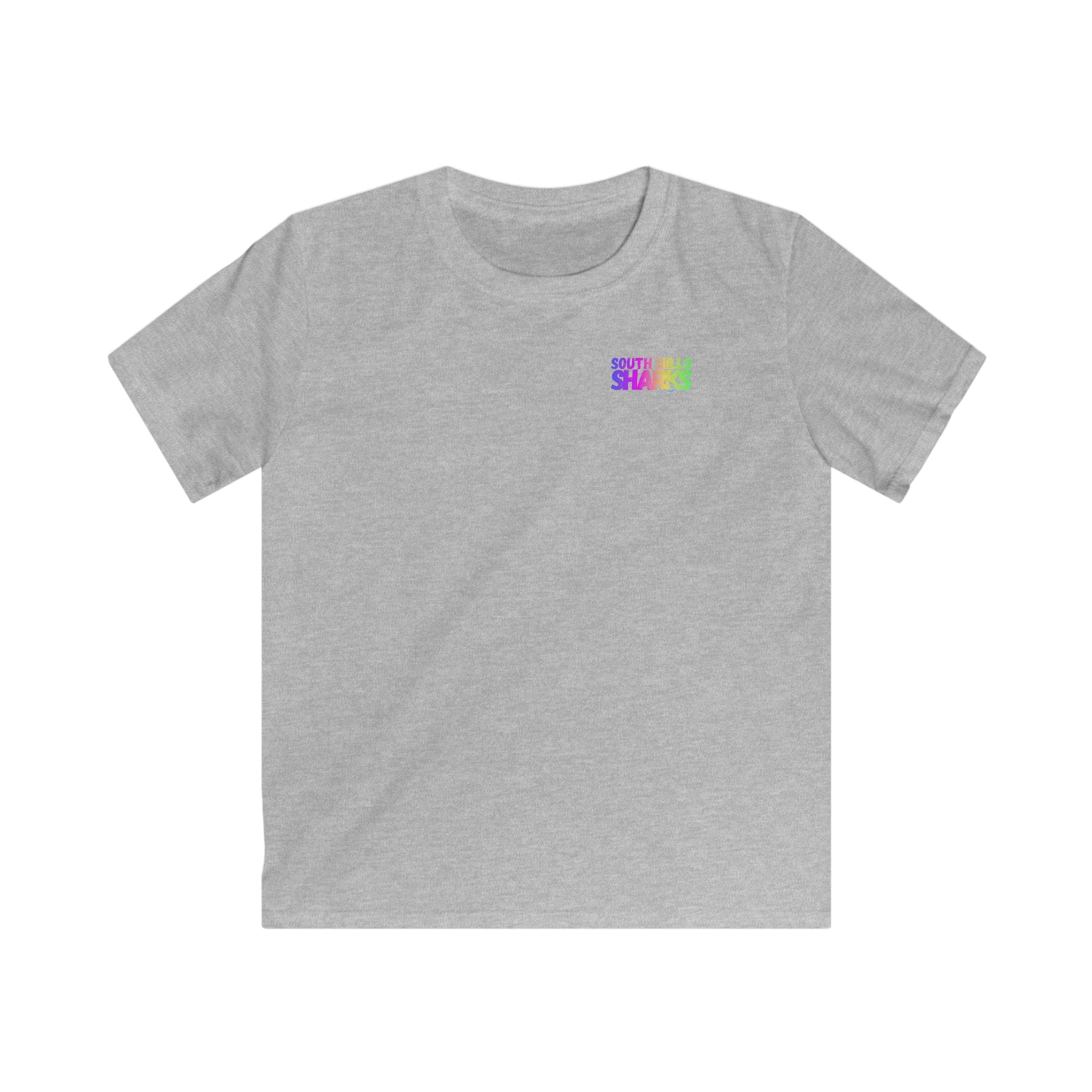 Youth South Hills Swim Team Neon Rainbow Graphic Short Sleeve Gildan Softstyle Tee