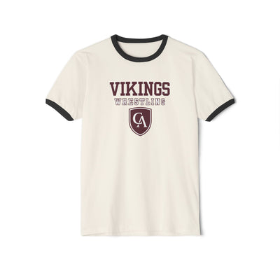 Adult Unisex Columbus Academy Vikings Wrestling Graphic Short Sleeve Ringer Tee