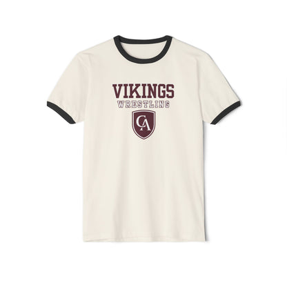 Adult Unisex Columbus Academy Vikings Wrestling Graphic Short Sleeve Ringer Tee