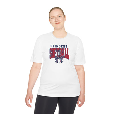 Adult Unisex Stingers Softball Stitched Bow Graphic Sport-Tek Competitor Performance Tee