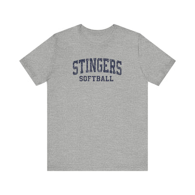 Adult Unisex Stingers Softball Vintage Distressed Graphic Short Sleeve Bella + Canvas Soft Tee