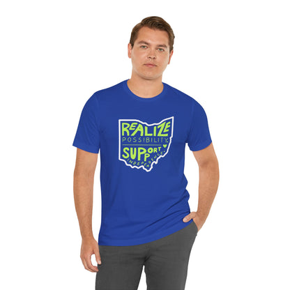 Adult Unisex Realize Possibility Support Independence Short Sleeve Soft Tee - Bridgeway Academy