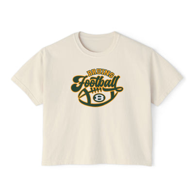 Women's Bruin Script Football Graphic Boxy Crop Short Sleeve Tee