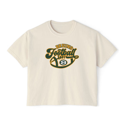 Women's Bruin Script Football Graphic Boxy Crop Short Sleeve Tee